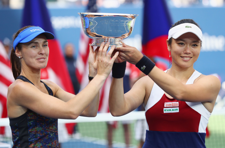 Martina Hingis et Chan Yung-Jan à l'US Open 2017. 