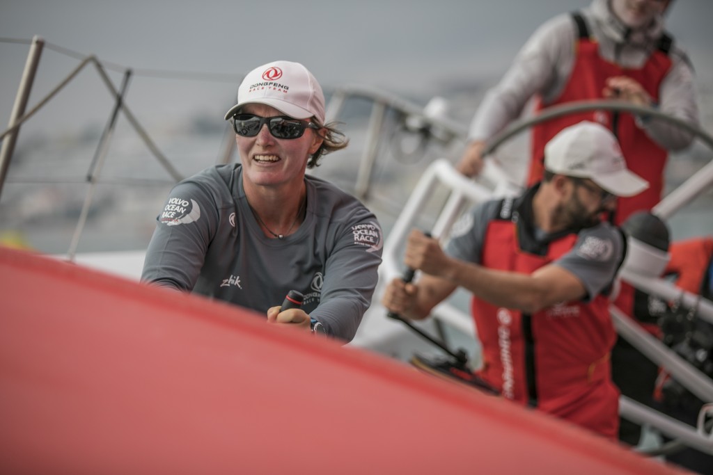  À l'issue de la première étape de la Volvo Ocean Race, Marie Riou est déjà pressée de repartir au large pour la suite de la compétition. (c) Jérémie Lecaudey / Volvo Ocean Race. 