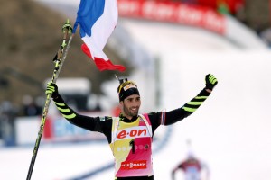 Martin Fourcade (FRA). Drapeau Francais