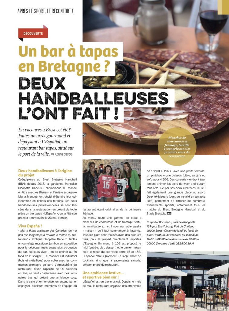 De passage en Bretagne cet été ? Faites un arrêt gourmand et dépaysant à L’Español, un restaurant bar tapas créé par deux handballeuses professionnelles de Brest.