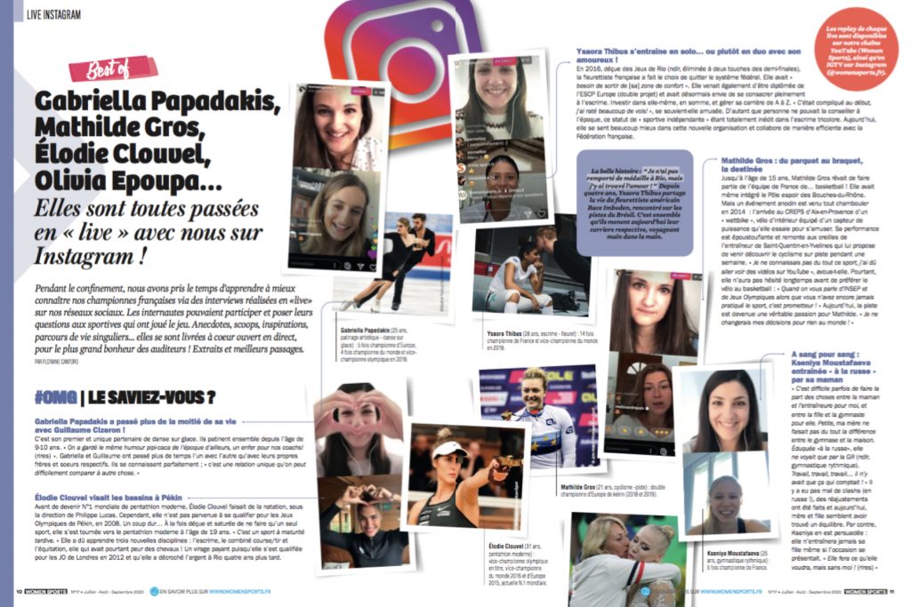 Pendant le confinement, nous avons réalisé des interviews de championnes françaises en « live » sur nos réseaux sociaux, notamment Instagram. Best-of !