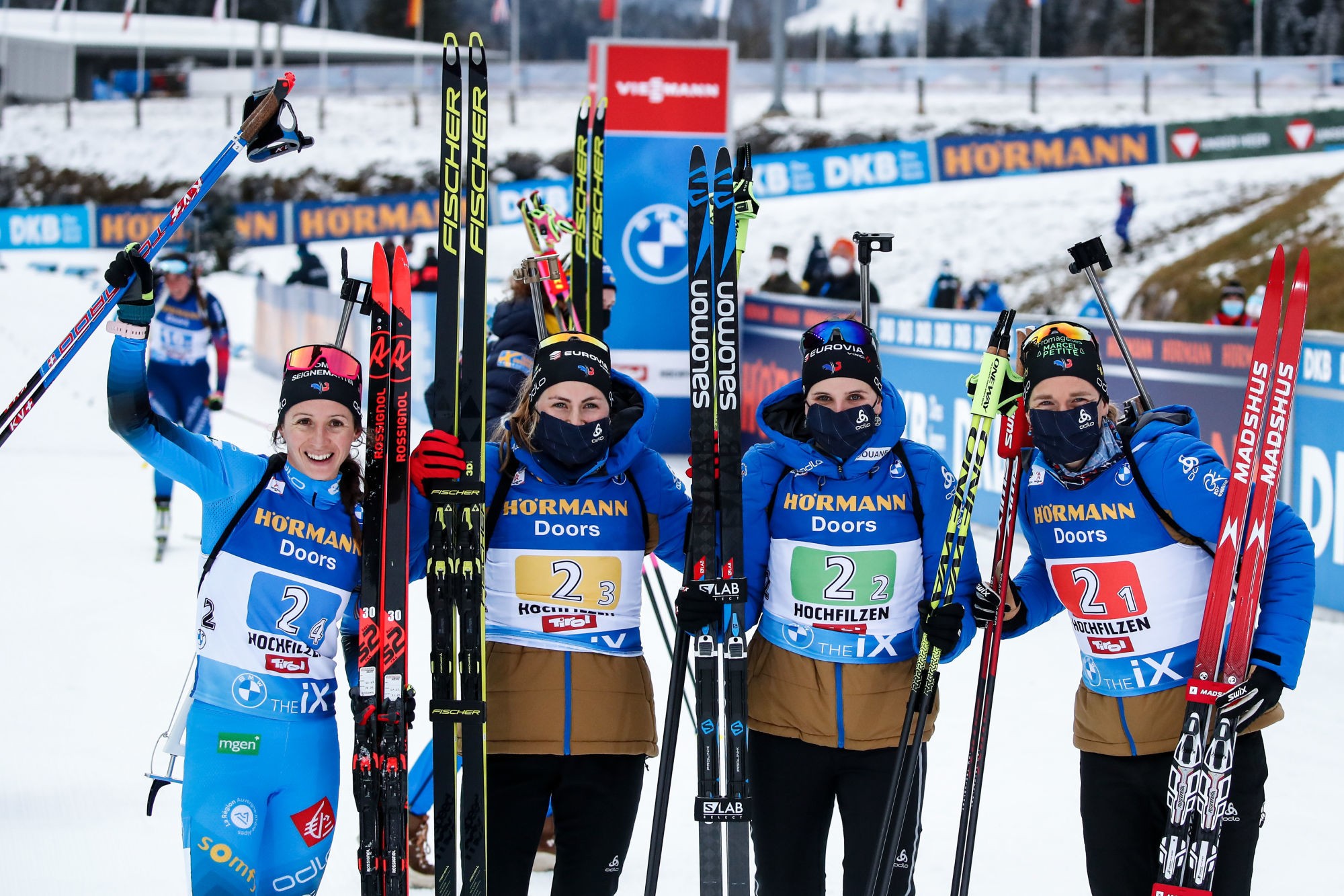 Anaïs Bescond, Julia Simon, Justine Braisaz et Anaïs Chevalier-Bouchet