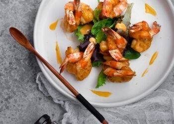 Recette sucrée/salée : gambas sauce spicy au miel de karité
