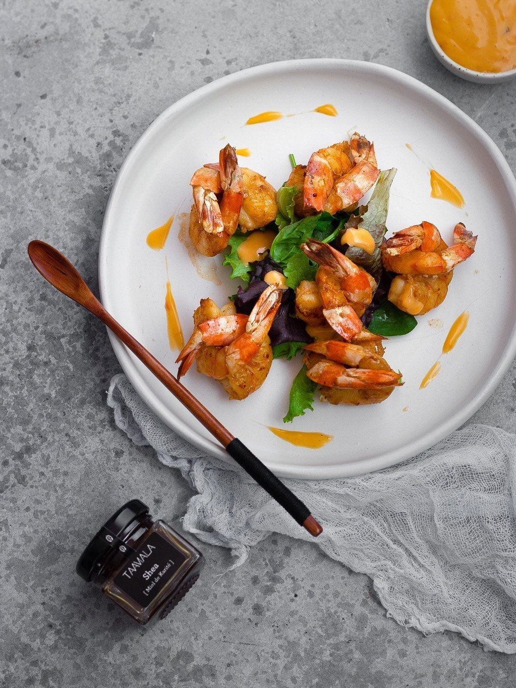 Recette sucrée/salée : gambas sauce spicy au miel de karité